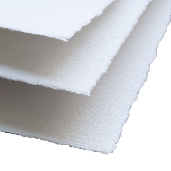 Handmade White Deckle Edge Blank Paper - 5x7 Inch Package