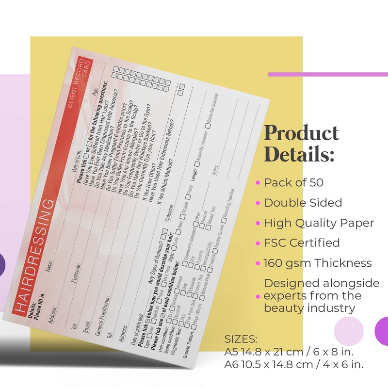 Hairdressing Client Record Card - Treatment Consultation Form for Mobile