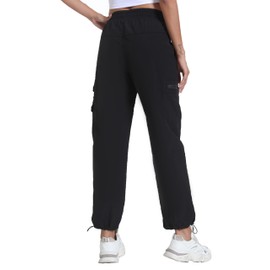 Women's Hiking Pants with Pockets - Travel Lounge Outdoor Quick Drying Lightweight Water Resistant Joggers(Dark Black,XXL)