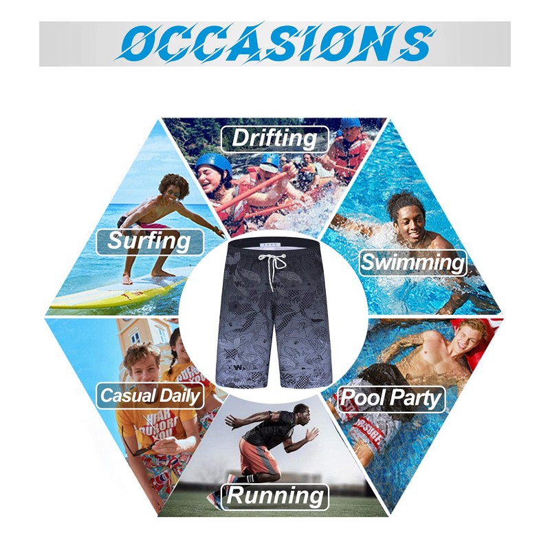 APTRO Men's Swimming Trunks, Long Swimming Shorts, Quick-Drying Board Shorts,