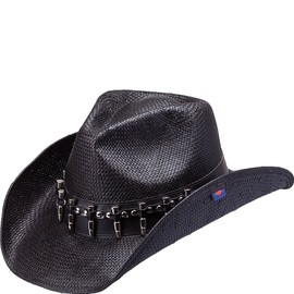 Peter Grimm Mens Woven Contrast Trim Cowboy Hat Black O/S