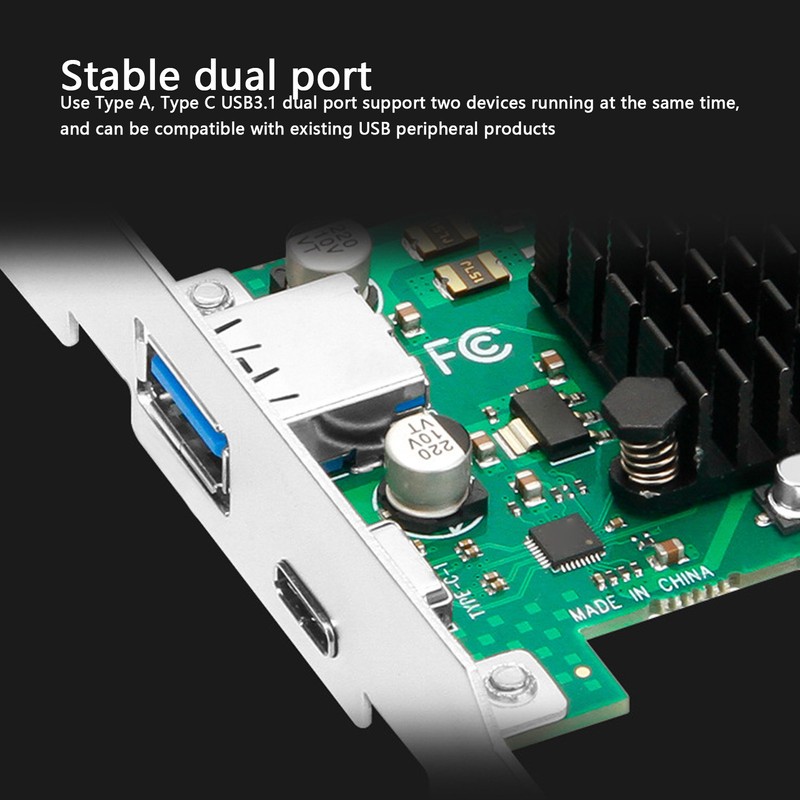 PCIE to USB 3.1 Expansion Card Self Powered 2 Ports