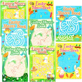 Winrain 8PCS Easter Basket Stuffers Maze Books for Kids, Children Crafts Games Activities, Ages 3-5, 4-8, 6-8, 8-12(160 Mazes of 4 Difficulty Levels)