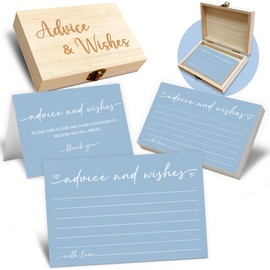 Advice and Wishes Cards Box, 50 Pcs Birthday Wedding Baby Shower Advice Cards, Well Wishes Box for Birthday Party Graduation Bridal Shower Retirement Party, Anniversary(Minimalism) -B05