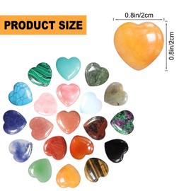 20 PCS Heart Crystals Natural Crystal Polished Healing Mini Pocket Stones 0.8" Palm Thumb Love Stone for Reiki Energy Balancing Meditation Fountain Rocks