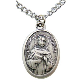 Westman Works Saint Thomas Aquinas Patron Saint Medal 3/4 Inch Long with Stainless Steel Chain
