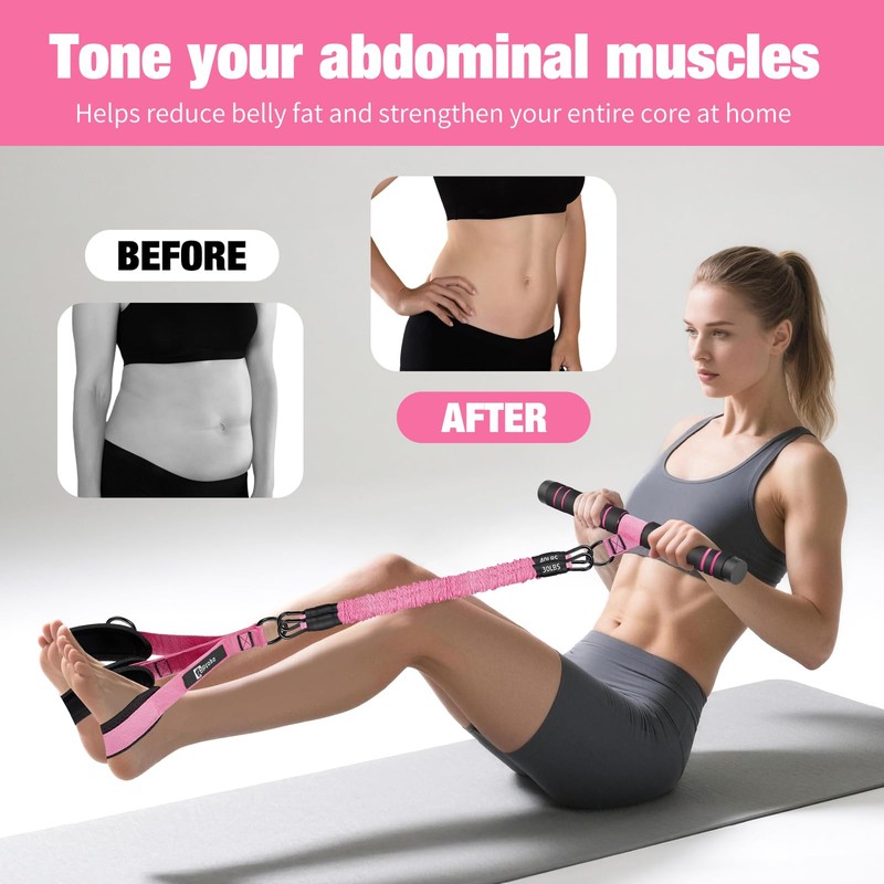 Bbtops Pedal Resistance Band with Handle for Women Men, Pink