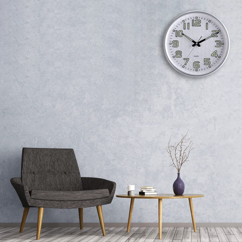 Plumeet Night Light Wall Clock 13'' Bedroom Wall Clocks with