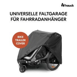 hauck Universal Folding Garage for Bicycle Trailer, Black, 95 x 105 x 109 cm, Compatible with Dryk Duo, Dryk Duo Plus, Bike N Walk Duo - with Bag, Storm Strap, Opening for Bicycle Lock, Drawstring