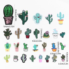 25pcs Random Assorted Styles Embroidered Patches, Sew On/Iron On Patch Applique for Clothing Accessories (25PCS Cactus Set)