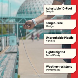 Elite Jumps - Cuerda de saltar ajustable para interiores y exteriores para entrenamiento y fitness, cuerda de saltar de PVC para fitness, asas irrompibles con cuerda de saltar sin enredos para
