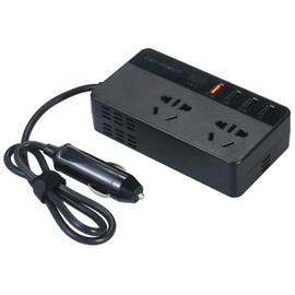 EZONEDEAL 150W Car Power Inverter DC 12V to 220V AC, 2 AC Sockets, 4 USB Ports, Black, 1 Pack
