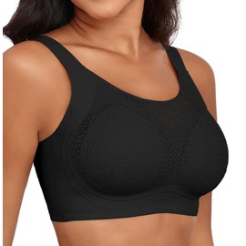 Xcutting Womens Comfortable Wireless Bras Push Up Seamless Bralettes Soft V Neck Brassiere Full Coverage Everyday Bra (Black,X-Large)
