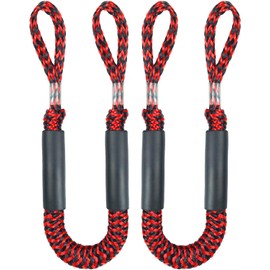 Boat Accessories 2PCS Dock Lines 3FT Premium Bungee Boat Lines (Red+Black, 3Feet)