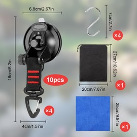 Zyluniy Suction Cup Hook, Suction Cup Camping, Suction Hook Extra Strong with Dustproof Cap, Multi-Purpose Vacuum Camping Suction Cup Hook for Car Side Awnings Tents Camping Tarpaulin Accessories