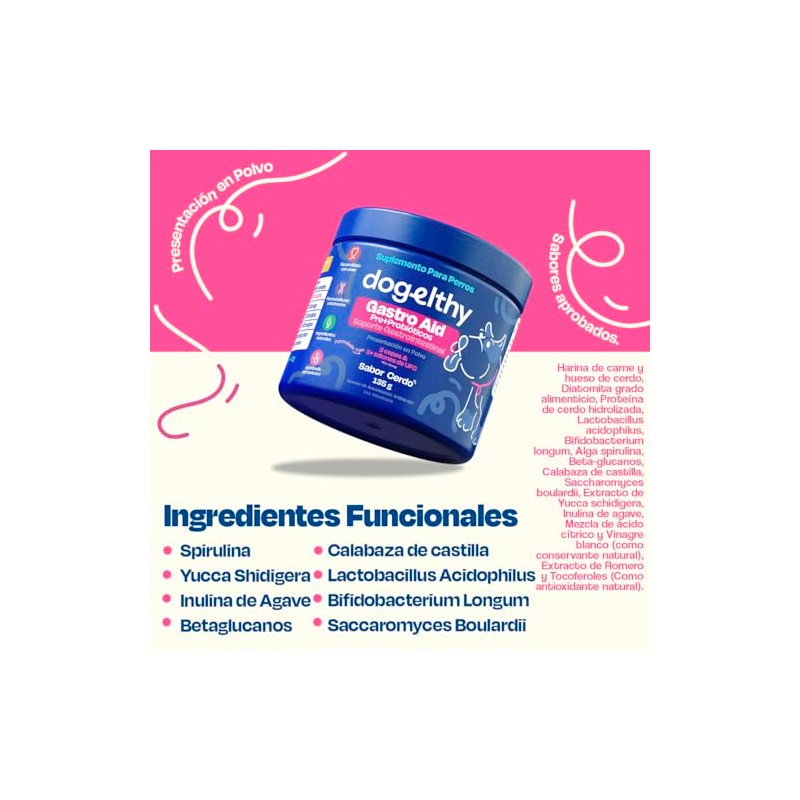 Dogelthy Gastro Aid Suplemento con Pre y Probioticos para Perros