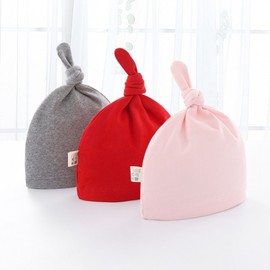 Newborn Baby Warm Top-Knot Sleep Cap with Ties 9901 Champagne 15ea