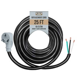 Cablectric 30 Amp RV Replacement Power Cord - 25ft 10 Gauge EV Extension Cable NEMA TT-30P to Open End 3 Wire - Heavy Duty 30 Amp RV Extension Cord - 10/3 STW Electrical Wire for Camper