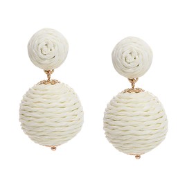 Statement Raffia Earrings for Women Ball Geometric Lantern Ratten Drop Earrings Palm Bohemian Dangle Earrings Summer Tropical Beach Jewelry, Metal, No Gemstone