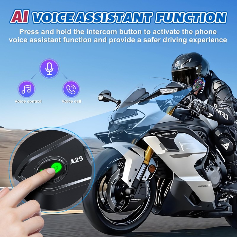 JZAQ Motorcycle Helmet Bluetooth Headset Bluetooth Helmet Speakers & Intercom