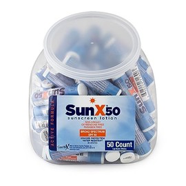 CoreTex Sun X 50 Bálsamo Labial Spf 50 (Paquete De 50) - Bálsamo Labial Protector Solar, Resistente Al Agua Hasta 80 Minutos Y Libre De Parabenos Y Oxibenzona - Spf 50 Protección Labi