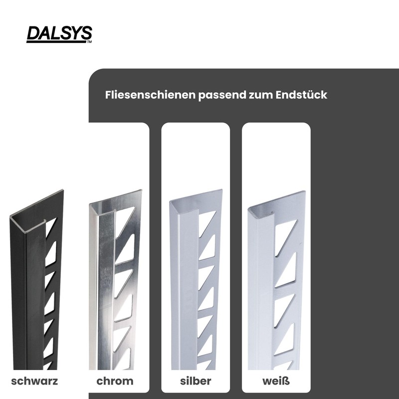 Dalsys End piece for tile rail 10 mm, square profile