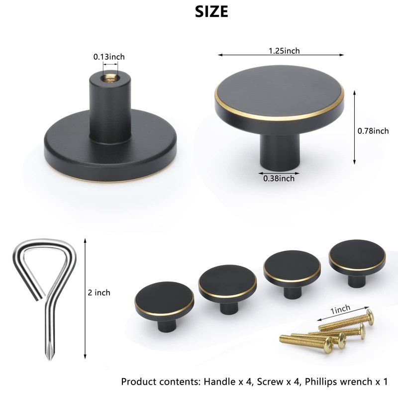 oumuik Set of 4 furniture knobs, knobs for drawers, doors,