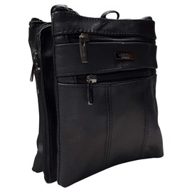 Lorenz New Genuine Soft Leather Ladies Cross Body Shoulder Side Bag Satchel 3781 (Black)