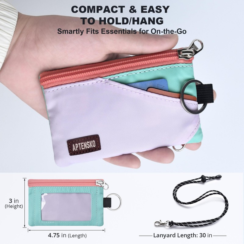 APTENSKO RFID Blocking Travel Wallet with Adjustable Lanyard, Small Nylon