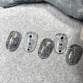 ˡᴬᴺᵀᶤˡ Starlight handmade nail tips - Short Almond / ˡᴬᴺᵀᶤˡ 별빛 수제네일 팁 - 숏아몬드
