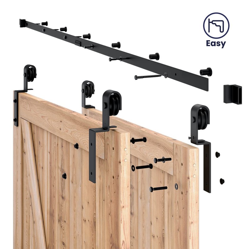 SMARTSTANDARD 8 Feet Bypass Sliding Barn Door Hardware Kit -