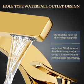 becola Single Hole Bathroom Sink Faucet, Single Handle Hot and Cold Water Mixer Tap, Lavatory Vanity Sink Faucet Including Two US Standard 3/8" Hoses-(Gold)