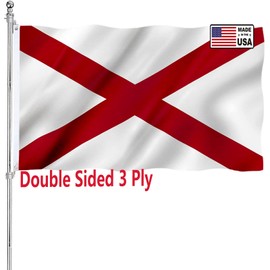 Alabama State Flag 3x5 Double Sided Outdoor Heavy Duty Vivid Colors 3 Ply with Durable Canvas Header and ​2 Brass Grommets
