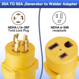 Betrusami Generator to Welder Adapter L14-30P to 6-50R, 4 Prong 30 amp Twist Lock to 50 amp 3 Prong 220v Welder Plug for Generators,Welders