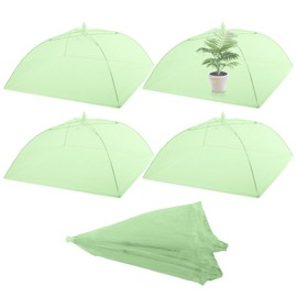 Sawysine 4 Pack Mesh Plant Cover Reusable Screen Cloche Dome Plant Protector Tent Collapsible Umbrella for Outdoor Garden Greenhouse Vegetable Flowers Strawberry from Animals(17 x 17 Inch,White)