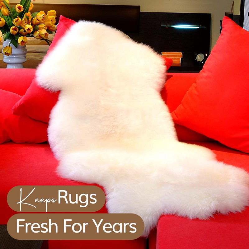 WaySoft Sheepskin Rug Brush with Premium Natural Beech Wood Handle,