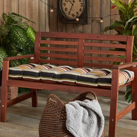 Greendale Home Fashions Outdoor 51x18-inch Bench Cushion, Set of 1, Espresso Stripe