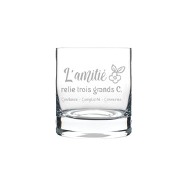Verre gravé - L'amitié relie Trois Grands C. - Verre sans pied 16oz