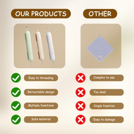 3 pieces 2-in-1 needle threader, seam ripper, threading aid, seam ripper, threading aid for sewing needles, versatile seam ripper, comes with storage bag, suitable for hand sewing, crafts, DIY