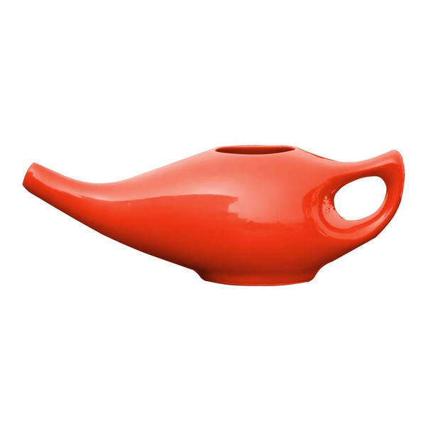 HealthGoodsIn - Porcelain Ceramic Neti Pot for Nasal Cleansing Orange | Neti Pot with 10 Sachets of Neti Salt + Instructions Leaflet | Natural Treatment for Sinus, Infection and Congestion