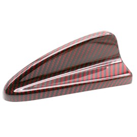Cobra-Tek Glossy Red Black Twill Weave Carbon Fiber Stick On Shark Fin Car Roof Topper