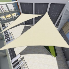 TANG by Sunshades Depot Sun Shade Sail 16x16x23' Feet Triangle Canopy, Fabric Permeable Pergolas Top Cover, for Outdoor Patio Lawn Garden Backyard Awning, Beige with Hardware Kit