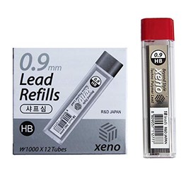 Xeno Beyond Style - Lápiz mecánico afilado + minas de repuesto HB (0,3/0,5/0,7/0,9/1,3 mm), 0.9mm Lead (12 tubes)