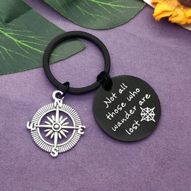 Traveling Gift Graduation Gift for Traveller Traveller Jewelry Keychain Inspirational Jewelry Keychain Wanderlust Gift Traveller Keyring Not All Who Wander Are Lost Key Chain Christmas Birthday Gift