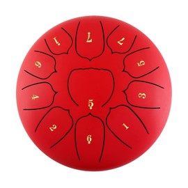 Sunydog 6 Inch Steel Tongue Drum 11 Notes Handpan Drum with Drum Mallet Finger Picks Percussion for Meditation Yoga(Red)