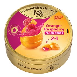 Cavendish & Harvey Double Fruit Drops, Orange with Raspberry Filling, 175g