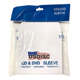 USDISC Paper Sleeves 100g No Window, Flap, White, Pack of 2000
