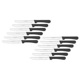 CUISINOX Black Handle Stainless Steel Steak Knives, Set of 12