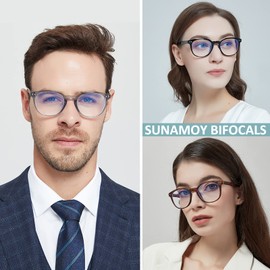 Bifocal Reading Glasses Women Men Round Blue Light Blocking Computer Readers Stylish Designer Cheaters Large Frame Fashion Small Clear Top Cute Eyeglasses Ladies Oversized No Line Wide Eyewear 2.0