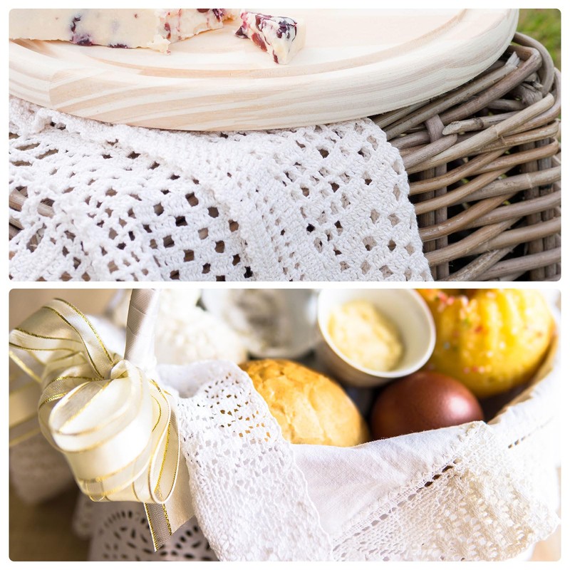 sourcing map 4 Pcs 16x10 Inch Handmade Crochet Doilies, Polyester